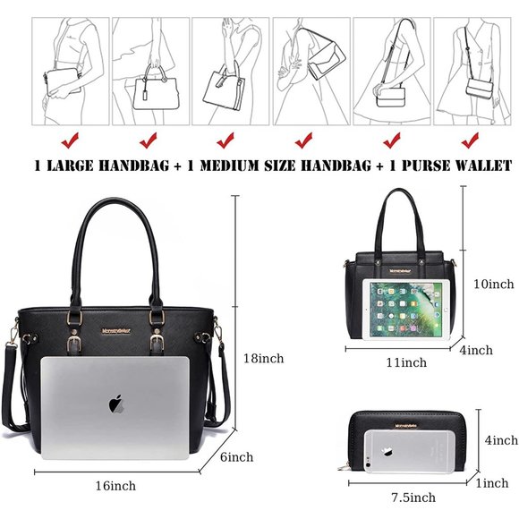 New Montana West Purses and Handbags for Women 3PCS Tote Purse and Walle…